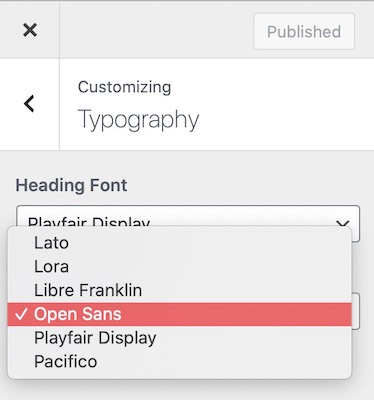 Six Font Family Options